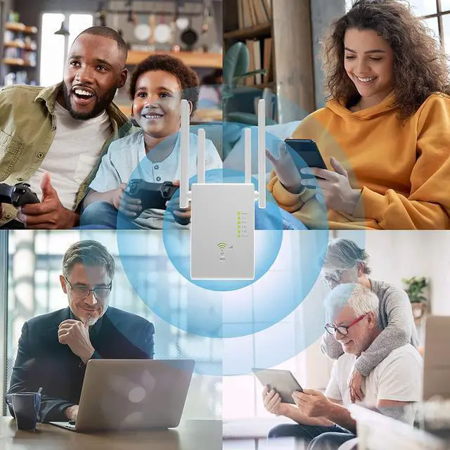 Alt view image 7 of 7 - 2022 WiFi Extender 1200Mbps WiFi Signal Booster for Home 6000 Sq.ft and 35 Devices, Dual Band 2.4G/5G Outdoor Signal Amplifier with Ethernet Port