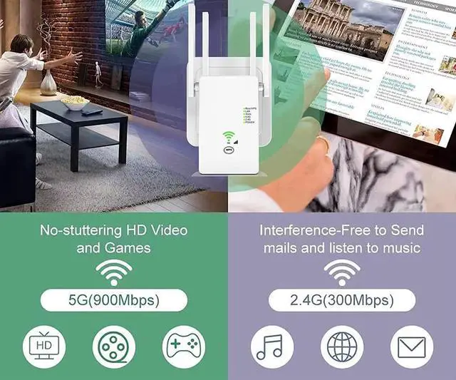 Alt view image 3 of 7 - 2023 WiFi 6 Extender Signal Booster 5g 2.4g, 6X Stronger 1200M WiFi Booster, Best WiFi Extender Signal Booster, Indoor, 12000sq Ft, 120 Devices