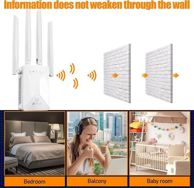 Alt view image 4 of 7 - WiFi Extenders Signal Booster for Home,WiFi Range Extender and Repeater with Ethernet Port and 4 WiFi Antennas up to 6,000 Sq.ft Coverage,Easy 1-Tap Setup-A (White)