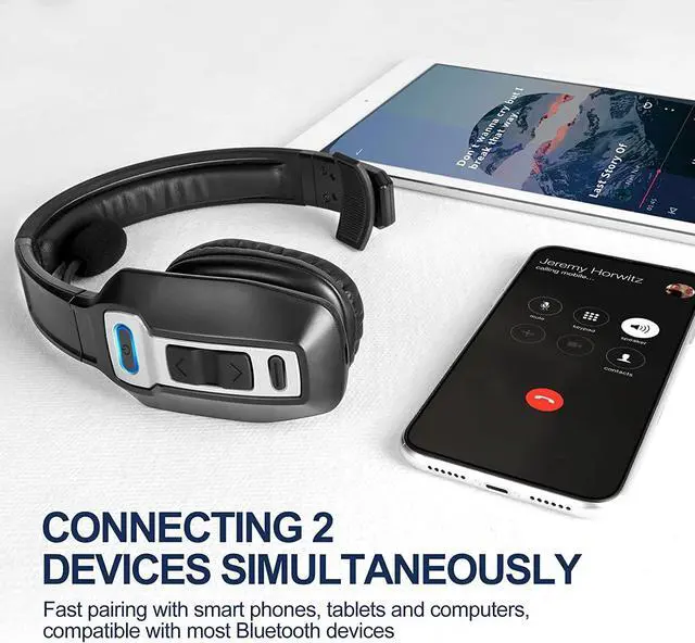 Alt view image 4 of 7 - Trucker Bluetooth Headset, V5.2 Wireless Headset with Upgraded Microphone AI Noise Canceling, On Ear Bluetooth Headphone with Mute for Driver Office Call Center