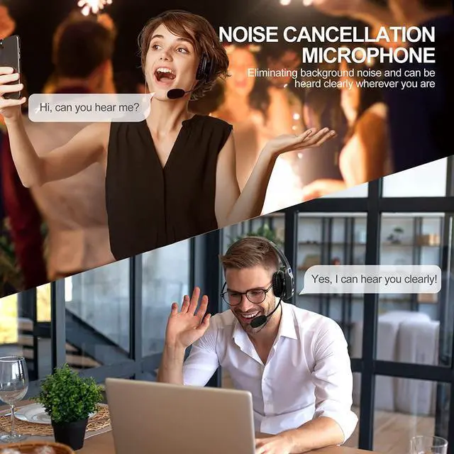 Alt view image 5 of 7 - Trucker Bluetooth Headset, V5.2 Wireless Headset with Upgraded Microphone AI Noise Canceling, On Ear Bluetooth Headphone with Mute for Driver Office Call Center