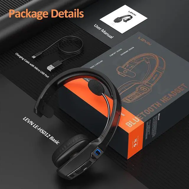 Alt view image 7 of 7 - Bluetooth Headset with Microphone Trucker Bluetooth Headset with AI Noise Cancelling & Mute Button Wireless On-Ear Headphones 60 Hrs Working Time for Trucker Home Office Remote Work Zoom
