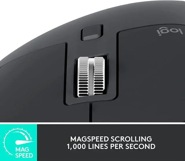Alt view image 5 of 7 - Logi tech MX Master 3S - Wireless Performance Mouse, Ergo, 8K DPI, Track on Glass, Quiet Clicks, USB-C, Bluetooth, Windows, Linux, Chrome - Graphite - With Free Adobe Creative Cloud Subscription