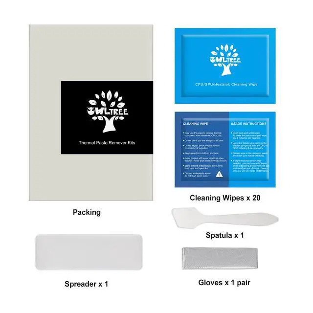 Alt view image 4 of 5 - Thermal Paste Remover Kits for CPU, GPU, Heatsink etc (20 Pieces Wipes)