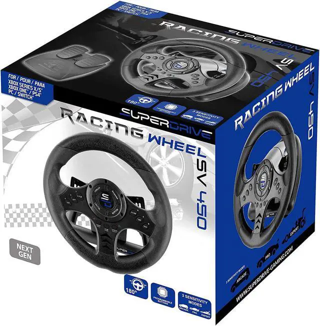 Alt view image 5 of 7 - Superdrive SV450 racing steering wheel with Pedals and Shifters Xbox Serie X / S, Switch, PS4, Xbox One, PS3, PC (programmable for all games)