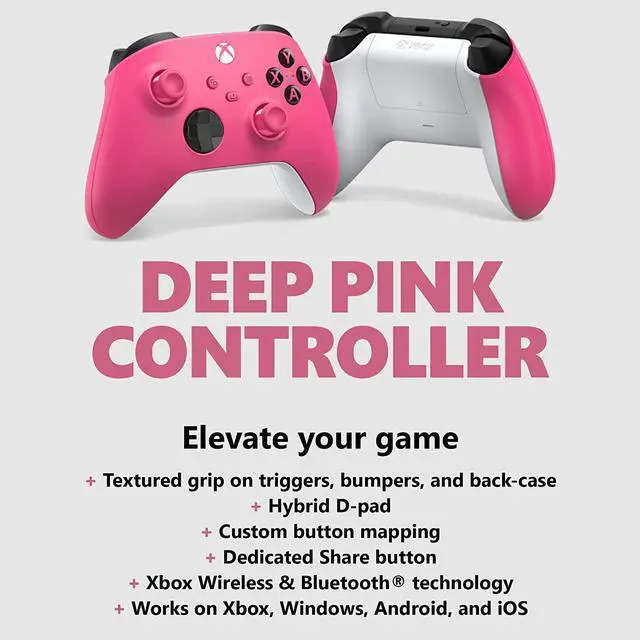 Alt view image 2 of 7 - Xbox Core Wireless Gaming Controller  Deep Pink Series X|S, One, Windows PC, Android, and iOS