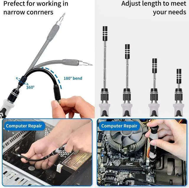 Alt view image 3 of 7 - Precision Screwdriver Set, Unamela 139 in 1 Computer Repair Tool Kit with 120 Bits, Magnetic Electronic Screwdriver Kit Compatible for Laptop, PC, MacBook, iPhone, Tablet, PS4, Xbox, Game Console