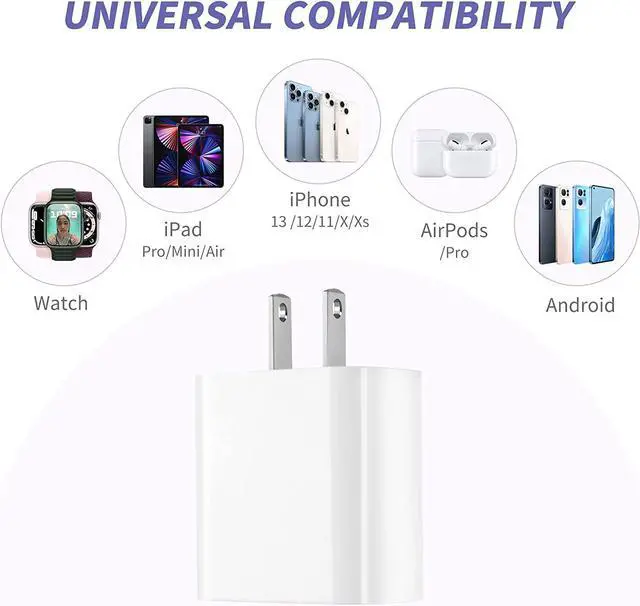 Alt view image 3 of 7 - iPhone Fast Charger,Apple MFi Certified 2Pack 20W Type C Fast Charging Block with 6FT USB C to Lightning Cable Cord Compatible with iPhone 14/13/12/11/Pro/Pro Max/11/Xs Max/XR/X,iPad