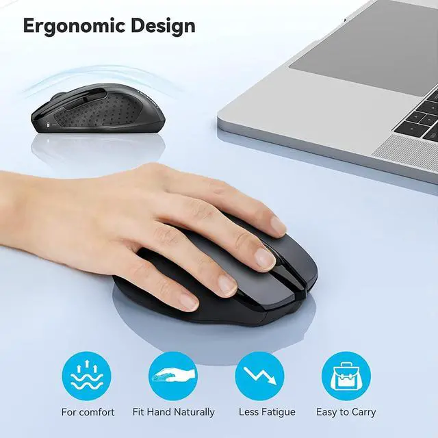 Alt view image 4 of 7 - Bluetooth Mouse Wireless Mouse with 6 Buttons 5 Adjustable DPI Levels 24 Month Battery Life Ergonomic Computer Mouse for Laptop Computer Mac PC Windows Chromebook Notebook