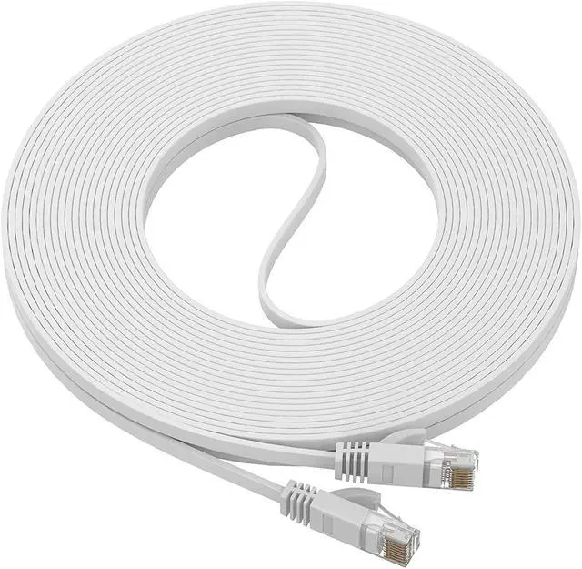 Main image of Ultra Clarity Cables Cat 6 Ethernet Cable, Flat 50 Feet LAN, UTP Cat 6, RJ45, Network Cord, Patch, Internet Cable - 50 ft - White