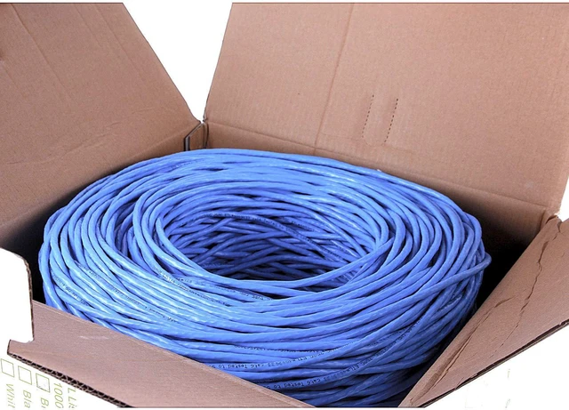 Alt view image 4 of 6 - Cat6 1000ft Twisted Pair 23AWG Solid UTP Network Ethernet Router Cable, 550Mhz, PVC RJ45 Wire Bulk Pull Box, Blue