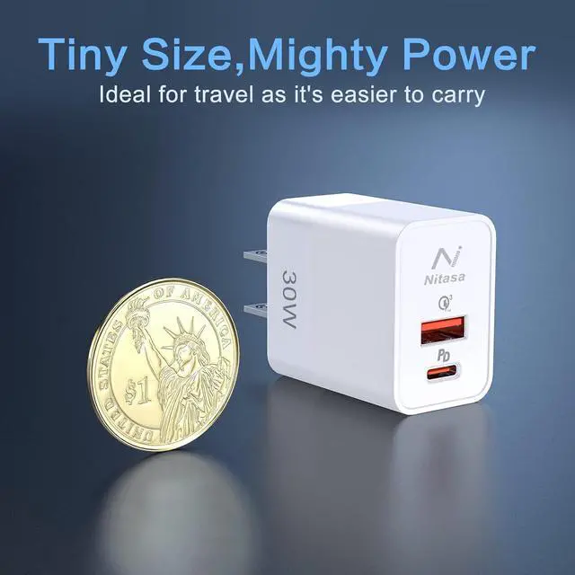Alt view image 7 of 7 - USB C Wall Charger 30W Dual Port PD Fast Charger Adapter Block for iPhone 16/14 Plus/16 Pro Max/15/15 iPad Super Fast Charger Block(25W PPS) Type C for  Galaxy S24 S23 Pixel 9 7/8 Pro