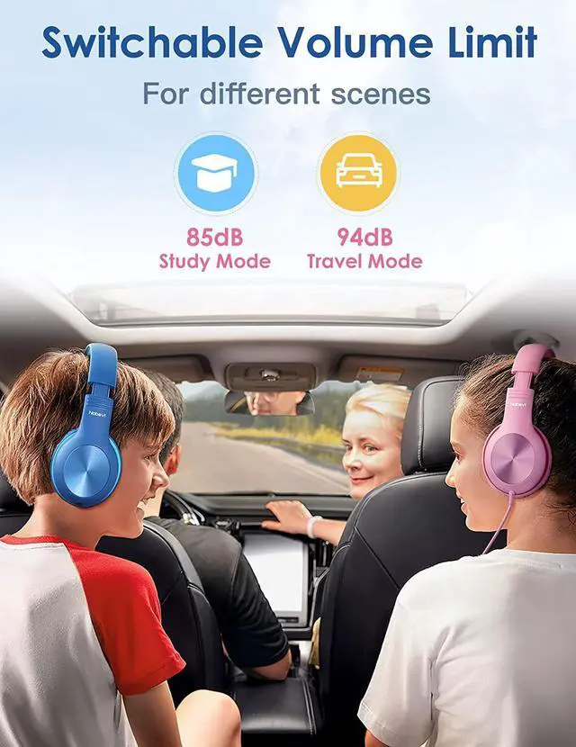 Alt view image 5 of 7 - Kids Headphones with Cord, Over-Ear Headphones for Kids with Microphone, 85/94dB Volume Limit Headset for Kids with Shareport, Wired Headphones for School, Toddler Headphones for Tablet/iPad