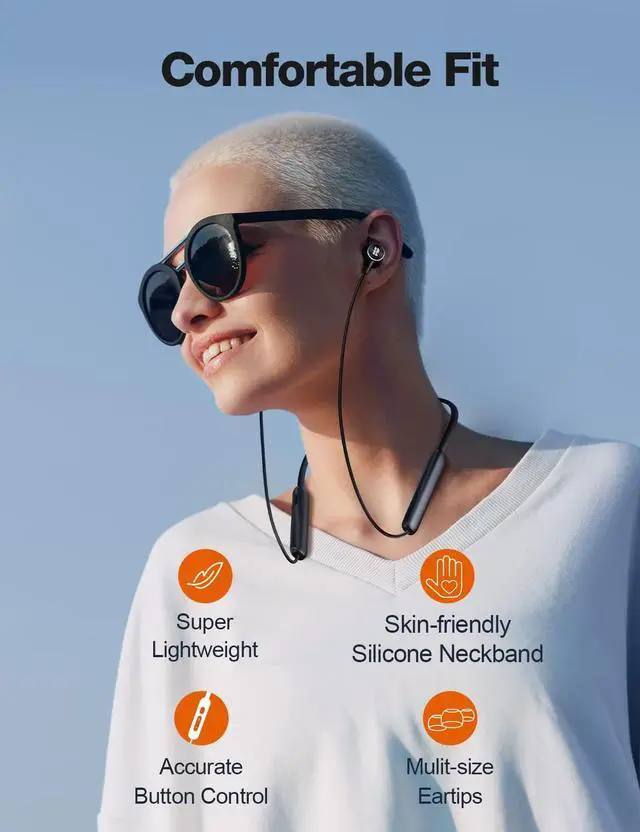 Alt view image 4 of 6 - Bluetooth Headphones V5.2 Wireless Bluetooth Earbuds w/Mic in-Ear Magnetic Neckband Earphone 30Hrs Playtime IPX7 Sweatproof Deep Bass Headset for Phone Call Music Sports