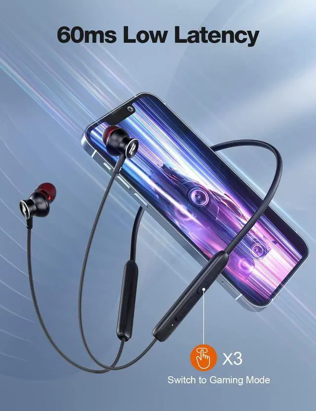 Alt view image 5 of 6 - Bluetooth Headphones V5.2 Wireless Bluetooth Earbuds w/Mic in-Ear Magnetic Neckband Earphone 30Hrs Playtime IPX7 Sweatproof Deep Bass Headset for Phone Call Music Sports