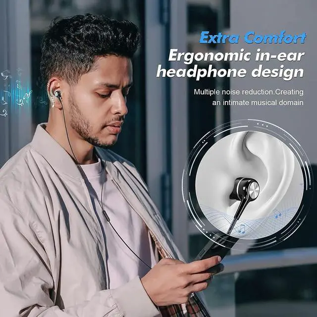 Alt view image 2 of 7 - Wired Earbuds with Microphone 5 Pack in-Ear Headphones with Heavy Bass High Sound Quality Earphones Compatible with iPad Laptop MP3 Android Smartphones Fits All 3.5mm Jack Device