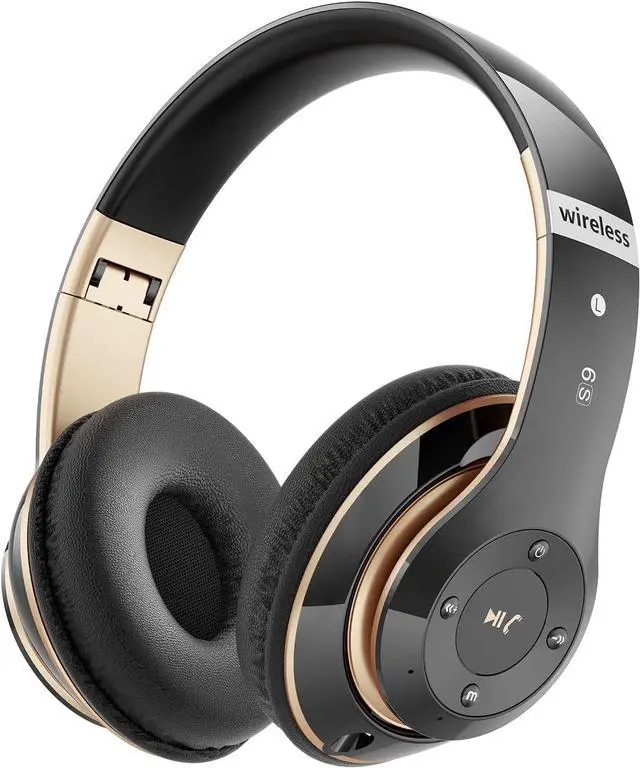 Main image of Bluetooth Headphones Over Ear, 6S Wireless Headphones Wired with 6 EQ Modes, 40 Hours Playtime Foldable HiFi Stereo Headset with Microphone, FM/TF for Cellphone/PC/Work (Black & Gold)