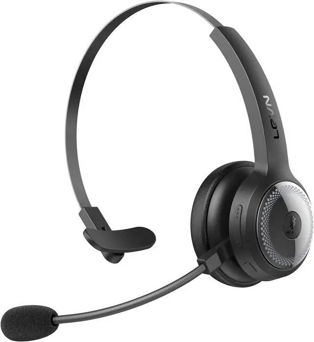 Main image of LEVN Bluetooth Headset, Wireless Headset with Microphone & Mute Button, 60Hrs Talk Time, On-Ear AI Noise Cancelling Headphones with Bluetooth 5.2 Multipoint for Trucker/Remote Work/Online Class/Zoom