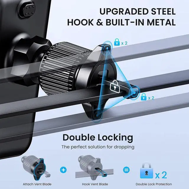 Alt view image 3 of 7 - Car Vent Phone Mount for Car [Military-Grade Hook Clip] Phone Stand for Car [Thick Cases Friendly] Air Vent Clip Cell Phone Holder for Smartphone iPhone Automobile Cradles Universal
