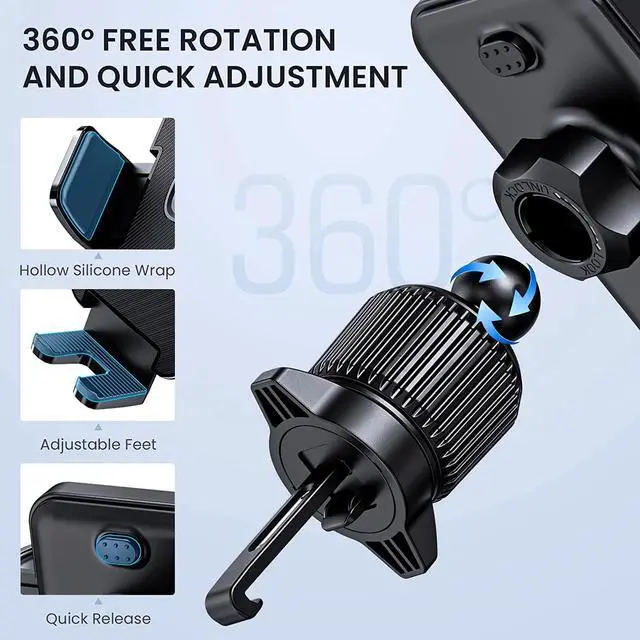 Alt view image 5 of 7 - Car Vent Phone Mount for Car [Military-Grade Hook Clip] Phone Stand for Car [Thick Cases Friendly] Air Vent Clip Cell Phone Holder for Smartphone iPhone Automobile Cradles Universal