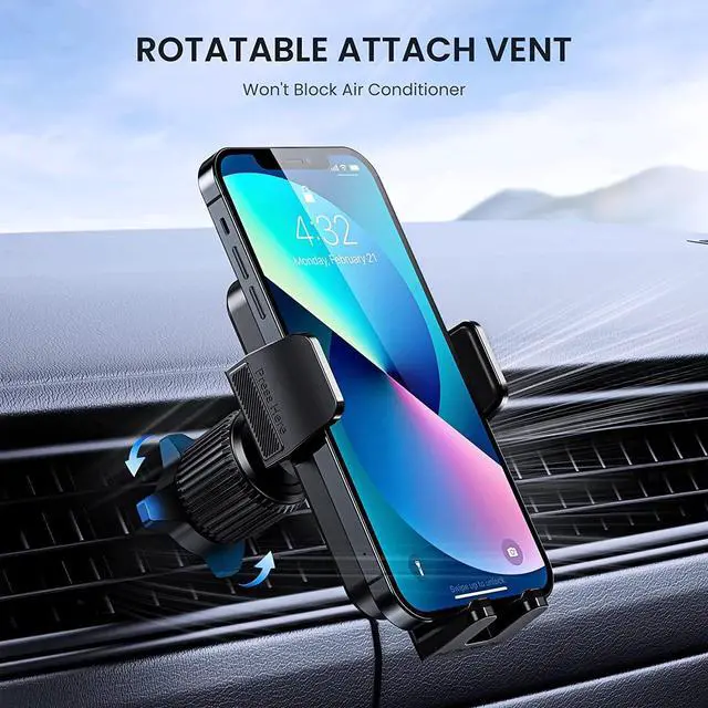 Alt view image 6 of 7 - Car Vent Phone Mount for Car [Military-Grade Hook Clip] Phone Stand for Car [Thick Cases Friendly] Air Vent Clip Cell Phone Holder for Smartphone iPhone Automobile Cradles Universal
