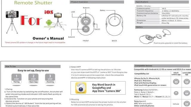 Alt view image 6 of 7 - Phone Tripod Mount Adapter with Smartphone Remote Controller, Phone Holder Clip Compatible with iPhone and Other Cell Phones