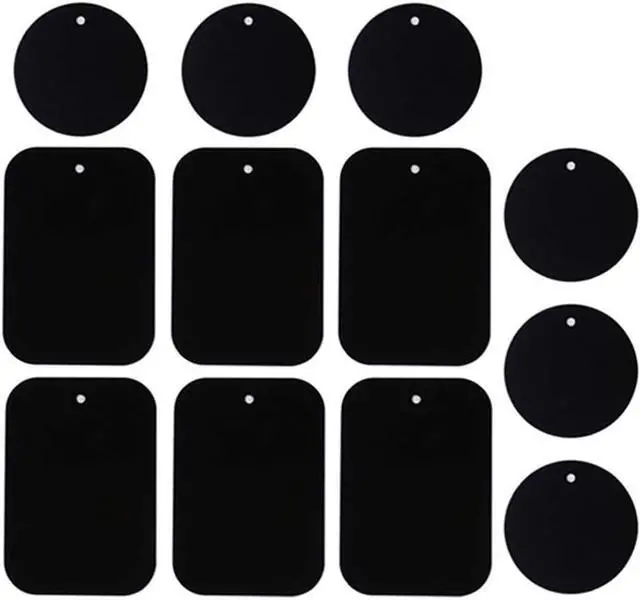 Main image of Smartphones Metal Plate 12 Pack for Phone Car Mount Holder Cradle with 3M Adhesive (Compatible with Magnetic Mounts) - 6 Rectangle and 6 Round Black