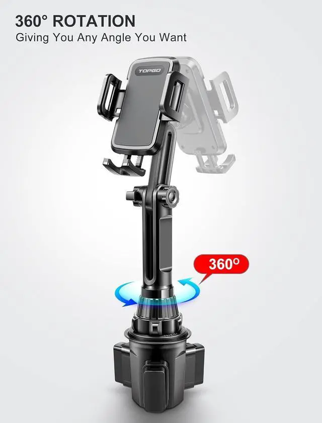 Alt view image 6 of 7 - Cup Phone Mount [Height-Adjustable Pole & Non-Shaking] Cup Phone Holder for Car Cell Phone Cradle for iPhone 16 and All 4.0-7.0 inches Smartphone - Black