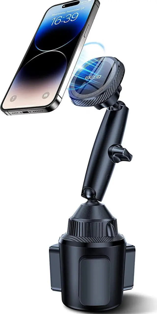 Main image of Magnetic Cup Holder Phone Cradle for Magsafe [Powerful Magnet] Flexible Tri-Pivot Cup Phone Holder for Car Tesla Truck SUVs Compatible with iPhone 16 15 14 13 12  and All Phones