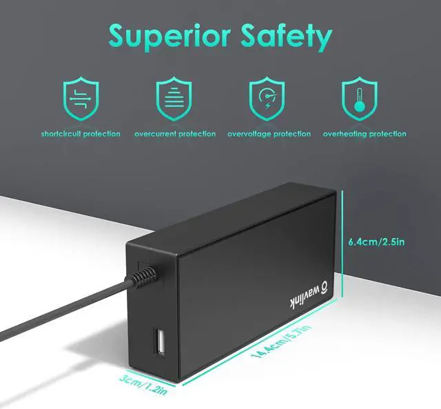 Alt view image 6 of 7 - USB C Laptop Charger 100W AC Laptop Power Adapter with 12W USB A Output for MacBook ASUS Huawei Lenovo HP Dell Samsung Acer Toshiba Chromebooks and More