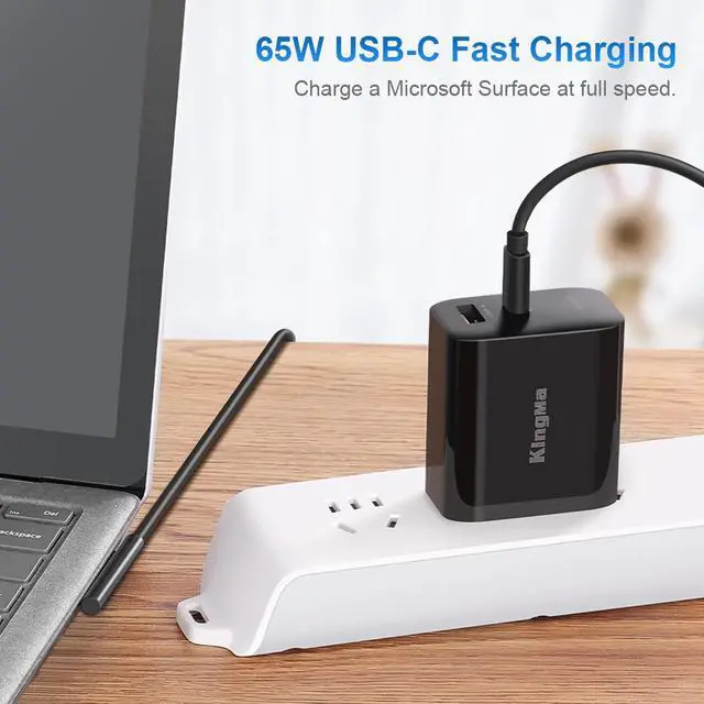 Alt view image 3 of 6 - King Ma 65W Surface Pro Charger, Microsoft Surface Pro 7 Charger USB C PD GaN Laptop Power Adapter 2-Port Travel Portable Wall Charger for Surface Pro 3/4/5/6/7/8/X Surface Go/Book/Studio i5