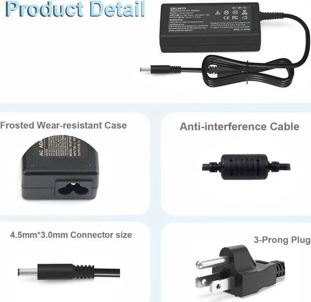 Alt view image 3 of 6 - Laptop Charger for Dell Inspiron 14 15 3501 3505 3502 5502 5406 5515 5100 5505 7400 AC Power Supply Adapter Cord 65W 19.5V 3.34A