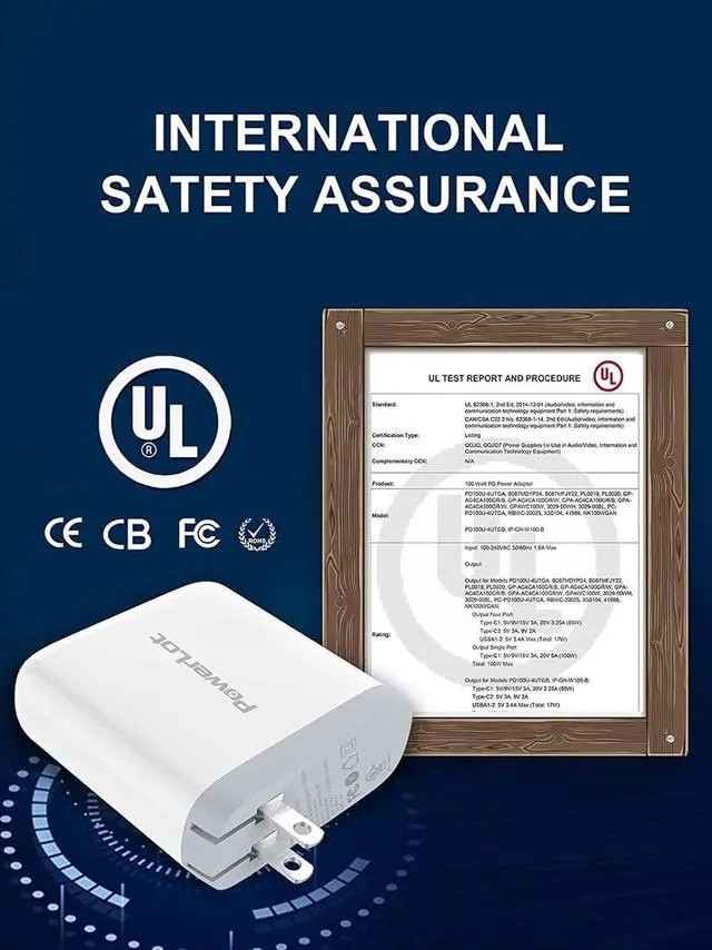 Alt view image 7 of 7 - 100W USB C Charger, PowerLot GaN 4-Port 100W 96W 87W 61W USB C Wall Charger, PD Laptop Charger Power Adapter for MacBook Pro/Air, iPad Pro, iPhone 14/13/12 Pro/Max, ChromeBook, iPad, Lenovo, HP, Dell
