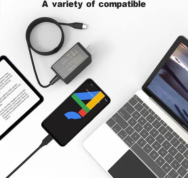 Alt view image 5 of 7 - Universal 45W USB C Laptop Charger : Chromebook Charger USB-C, Replacement for HP Asus Samsung Acer Lenovo Dell Google Chromebook, Fast Charging Type C AC Adapter Power Cord