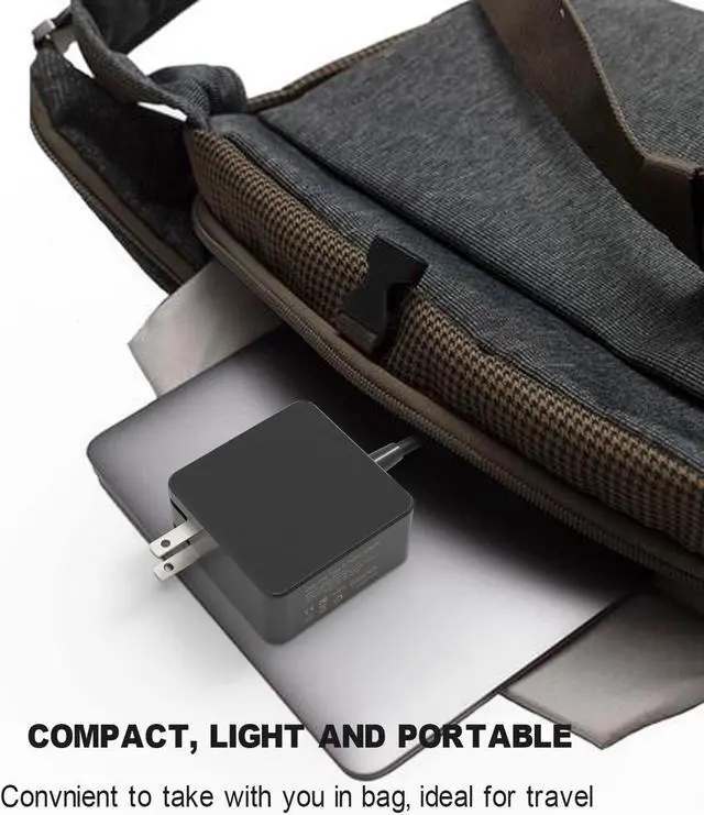 Alt view image 7 of 7 - Universal 45W USB C Laptop Charger : Chromebook Charger USB-C, Replacement for HP Asus Samsung Acer Lenovo Dell Google Chromebook, Fast Charging Type C AC Adapter Power Cord