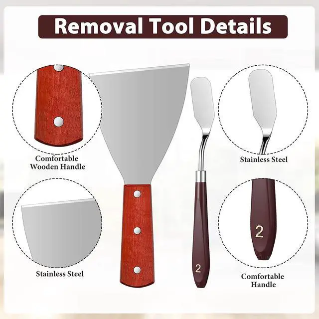 Alt view image 6 of 7 - Minatee 5 Pcs 3D Printer Spatula Tool, 3D Printer Scraper Accessories Removal Tools Kit with Comfortable Grip, Scraper Stainless Steel Enhanced Version Knife with Wooden Handle for Easy Separation