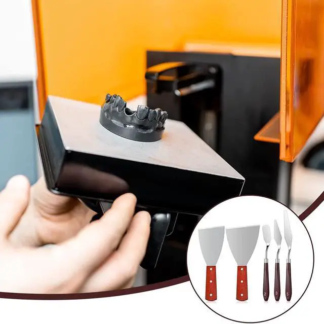 Alt view image 7 of 7 - Minatee 5 Pcs 3D Printer Spatula Tool, 3D Printer Scraper Accessories Removal Tools Kit with Comfortable Grip, Scraper Stainless Steel Enhanced Version Knife with Wooden Handle for Easy Separation