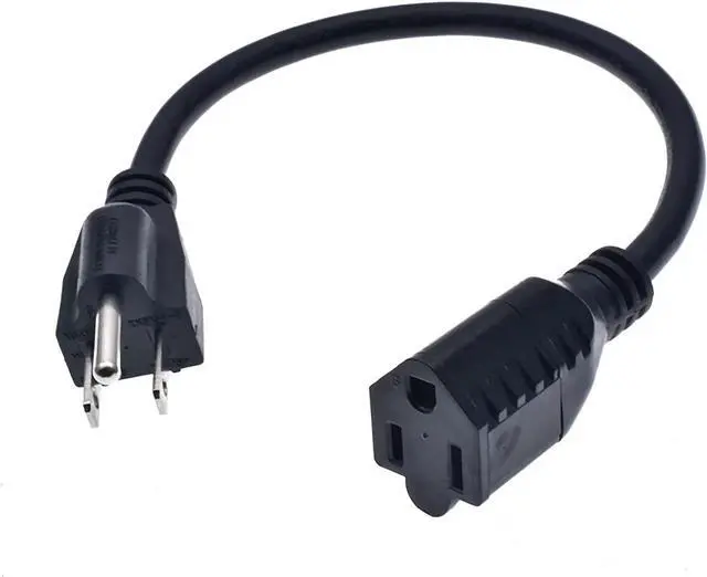 Main image of Short Power Extension Cord ,16AWG/13A,Outlet Saver, 3 Prong Male Plug to Female Socket Heavy Duty Power Extension Cable(1FT/0.3M)\u2026