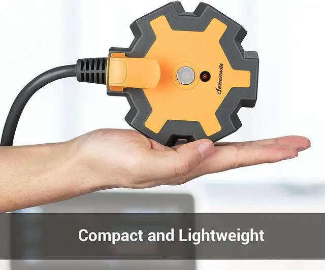 Alt view image 6 of 7 - DEWENWILS Industrial Power Strip with 5-Outlet Power Hub, 15FT Heavy Duty Extension Cord for Garage, Workshop, 14/3 AWG SJTW, 15A Circuit Breaker, Swivel Safety Covers, ETL Listed Yellow