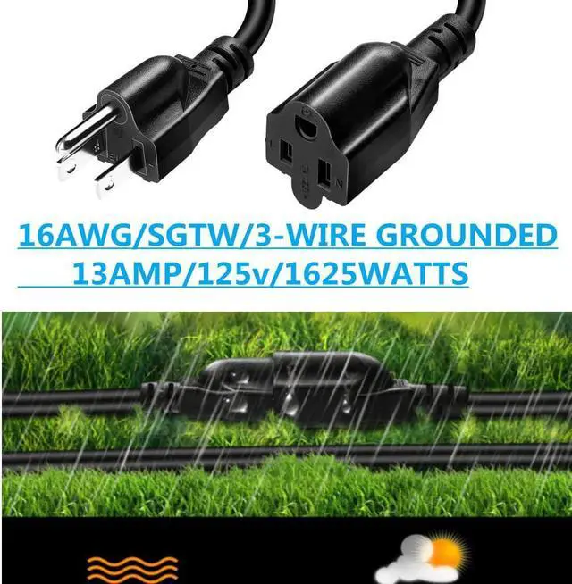 Alt view image 2 of 5 - Short Power Extension Cord ,16AWG/13A,Outlet Saver, 3 Prong Male Plug to Female Socket Heavy Duty Power Extension Cable(1FT/0.3M)\u2026