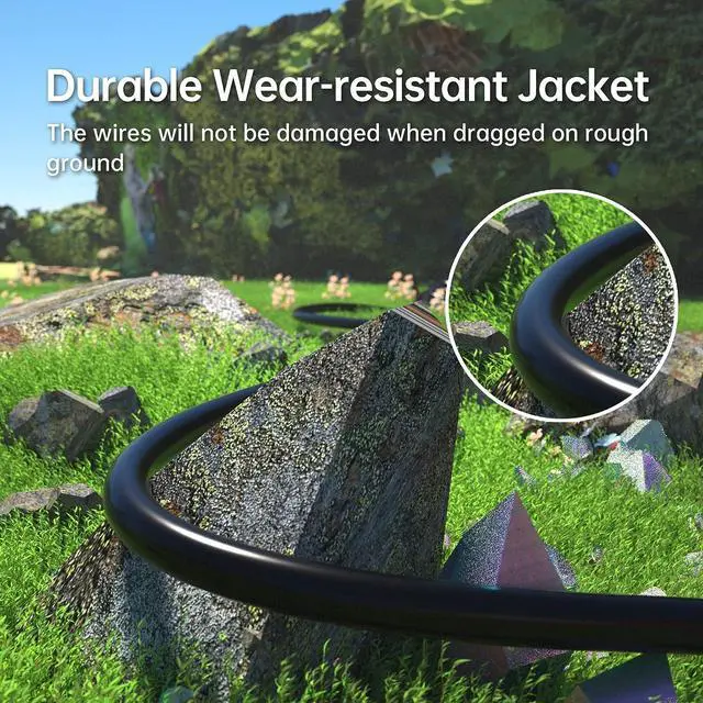 Alt view image 6 of 7 - Black Outdoor Extension Cord 50 ft 16/3 Gauge Waterproof, Cold Weatherproof -58°F, Flame Retardant, Flexible 3 Prong Heavy Duty Electric Cord for Lawn Office,13A 1625W 16AWG SJTW, ETL Listed PlugSaf