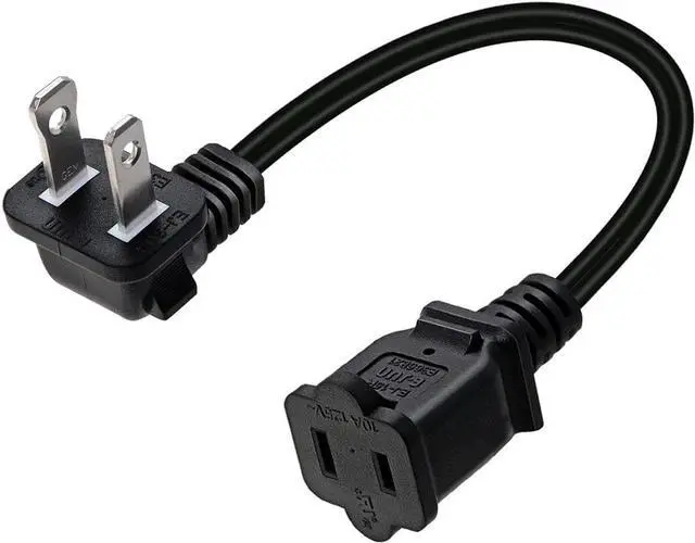 Alt view image 5 of 5 - 90 Degree Angled 1.5M/4.9FT Nema 1-15P to 1-15R Extension Cable,Polarized US 2-Prong Male-Female Extension Power Cord (Polarized Elbow/1.5M)