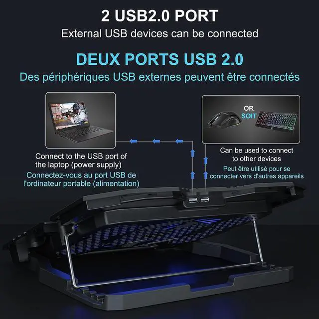 Alt view image 6 of 6 - TopMate C5 12-15.6 inch Gaming Laptop Cooler Cooling Pad | 5 Quiet Fans and LCD Screen | 2500RPM Strong Wind Designed for Gamers and Office