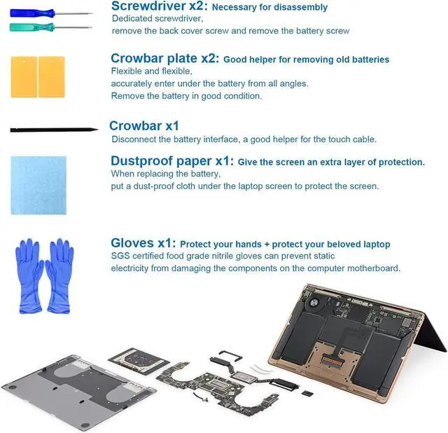 Alt view image 5 of 6 - A2337 MacBook Air Battery A2389 for MacBook Air 13 Inch A2337 Year 2020, Laptop Replacement Battery A2389 EMC 3598 MGN63LL/A MGN73LL/A(4800mAh/55Wh)