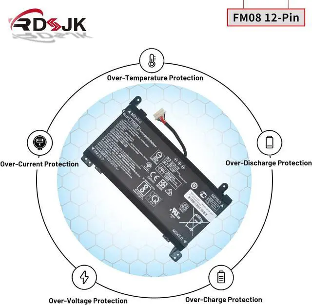 Alt view image 7 of 7 - FM08 Laptop Battery for HP Omen 17-AN013TX 17-AN014TX 17-AN014NG 17-AN012DX 17-AN041NG 17-AN080NZ 17-AN001CA AN1XX HSTNN-LB8A HSTNN-LB8B 922752-421 922753-421 922976-855 12-Pin Connector 14.6V 83.22Wh