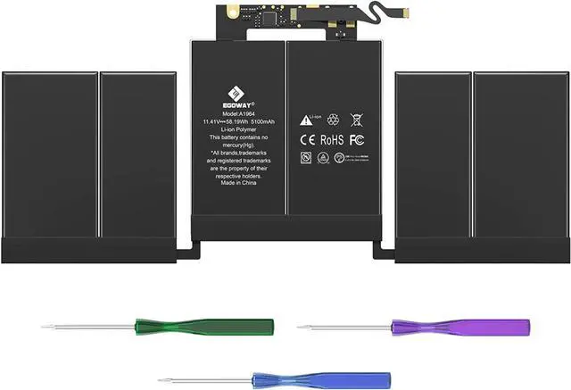 Main image of A1989 A2251 Laptop Battery Egoway A1964 Replacement for MacBook Pro 13 Inch A1989 (Mid 2018 2019) & A2251 (2020) EMC 3214 3358 3348