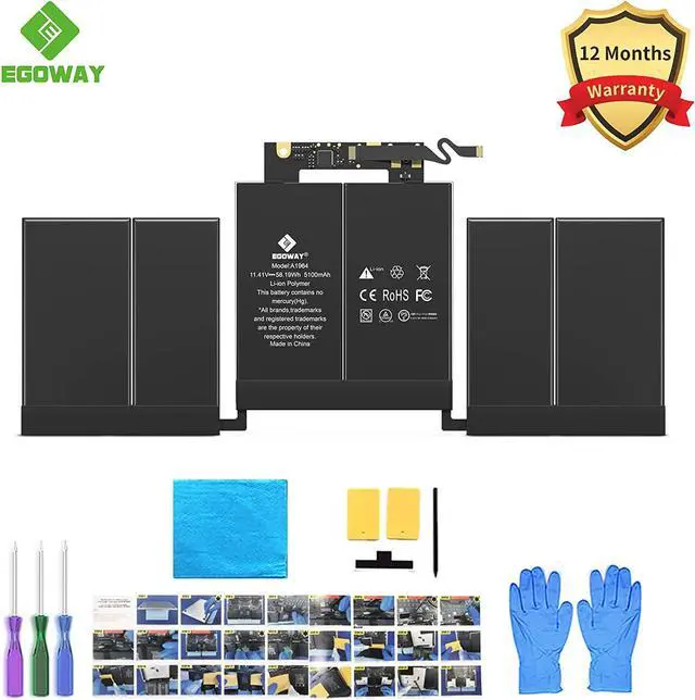 Alt view image 2 of 7 - A1989 A2251 Laptop Battery Egoway A1964 Replacement for MacBook Pro 13 Inch A1989 (Mid 2018 2019) & A2251 (2020) EMC 3214 3358 3348