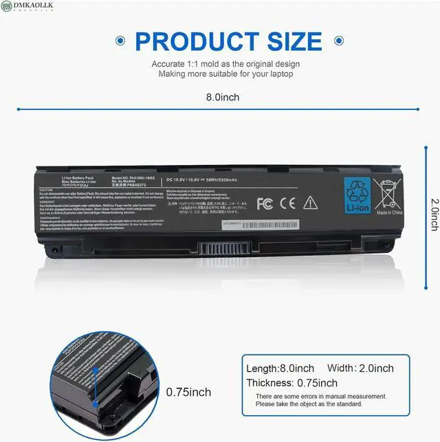 Alt view image 4 of 7 - PA5109U-1BRS PABAS272 Battery for Toshiba Satellite S75-B C75 C75D-B C75D-C C55 C75D-B7100 C75D-B7304 C75D-A7223 L75-B7150 L75D-A7284 S75-A7334 C55D-A5381 C55-A5135 C55-A5172 PA5110U-1BRS PA5108U-1BRS