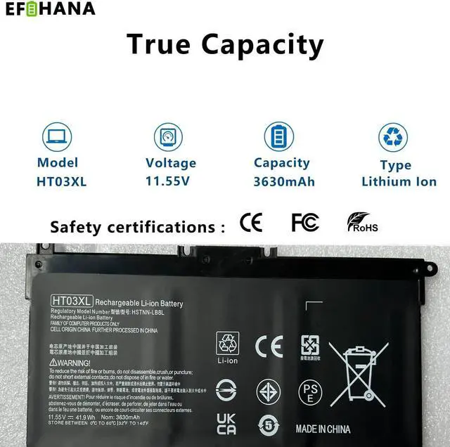 Alt view image 2 of 5 - HT03XL L11119-855 Laptop Battery Replacement for HP Pavilion 14-DF 14-CE 14-CF 15-DA 15-DB 15-CS 15-DW 17-CA 17-BY Series 15-CS0053CL L11421-2C2 HSTNN-UB7J HSTNN-DB8R HT03041XL 15-DW0033NR 15-DA0014DX