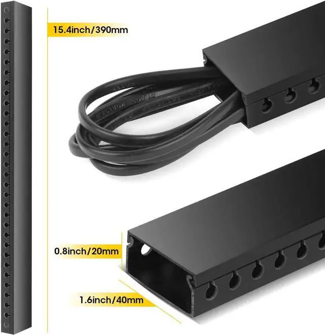 Alt view image 4 of 7 - Cable Raceway Kit, Stageek Cable Management System Kit Open Slot Wiring Raceway Duct with Cover, On-Wall Cable Concealer Cord Organizer to Hide Wires Cords for TVs, Computers - 9x15.4inch, Black